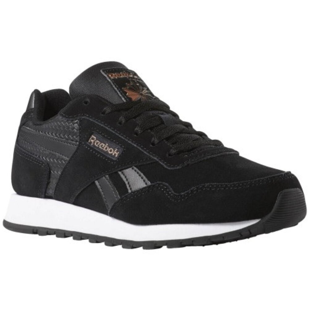 Reebok Womens Classic Harman Run Running Laces Shoe Black/White/Rose Gold DV5199